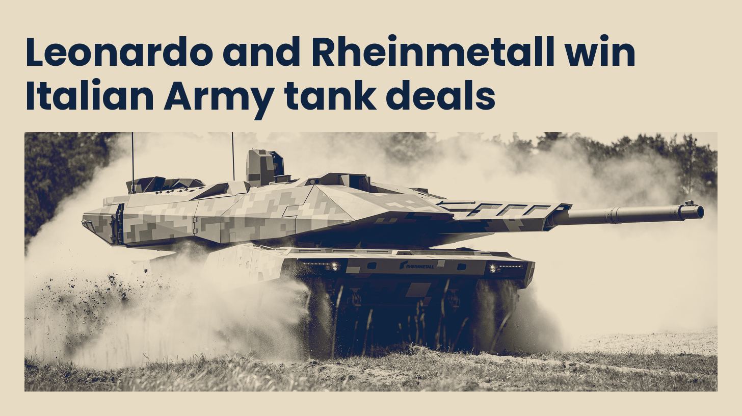 A Rheinmetall KF51 Panther tank drives at speed in side view, trailing a cloud of dust.