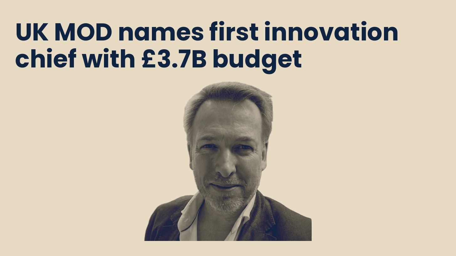 A head and shoulders portrait of Tony Reeves, the Ministry of Defence's first Director General Innovation, isolated on a plain sand background.